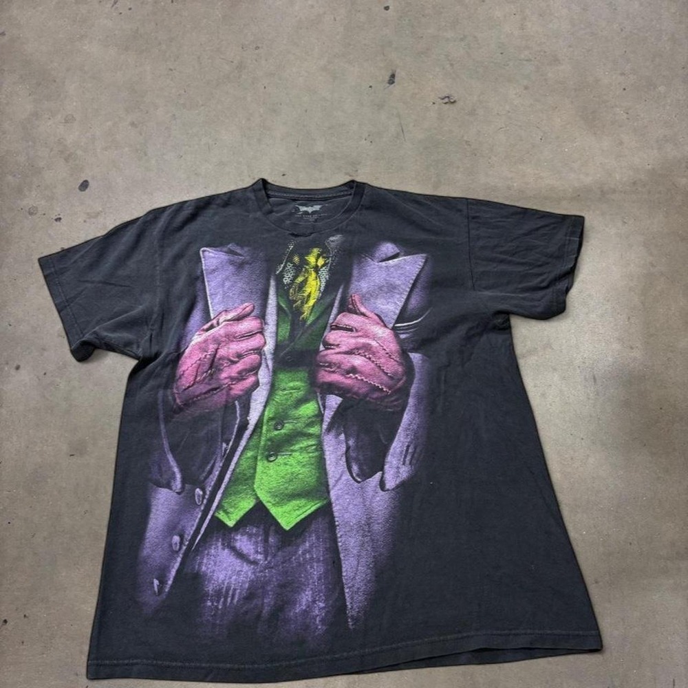 The Dark Knight Joker Black T-Shirt Mens Large Y2K DC Comics Batman Graphic Tee